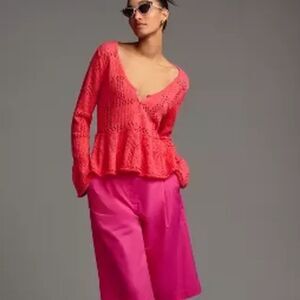 ANTHROPOLOGIE
Pilcro Pointelle Babydoll‎ Sweater Coral MP NWT in packaging